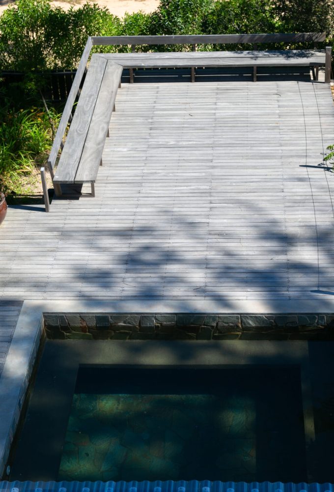 Vista superior del deck con piscina
