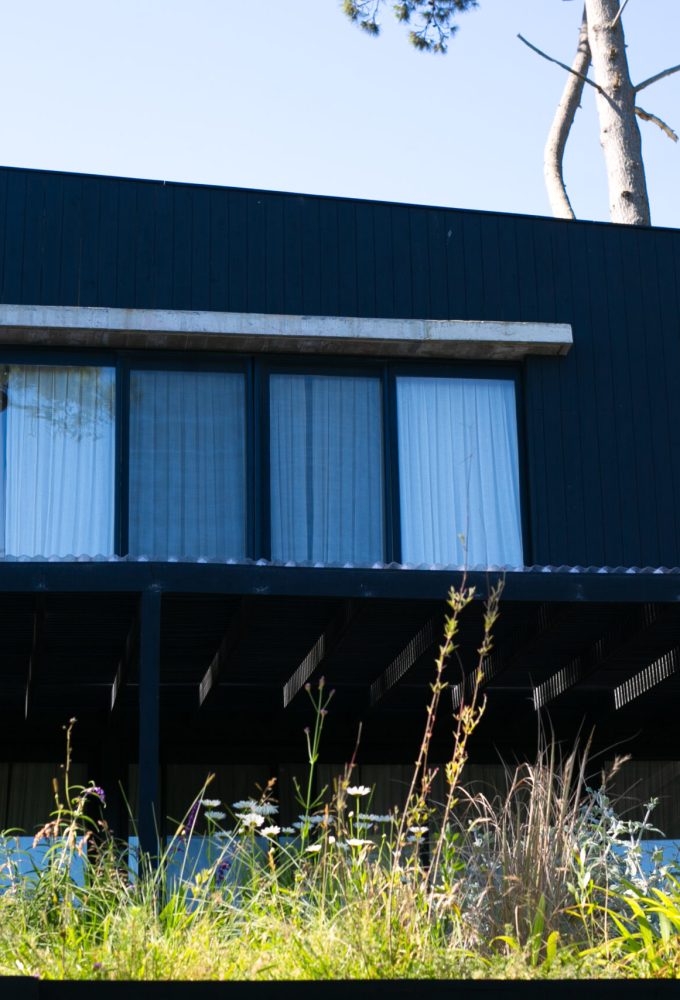 Fachada exterior de Brown, dejando en visto el parrillero refugiado por naturaleza